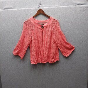 R.Q.T. Woman Coral Knit Cardigan Sweater 2X Lightweight Button Front